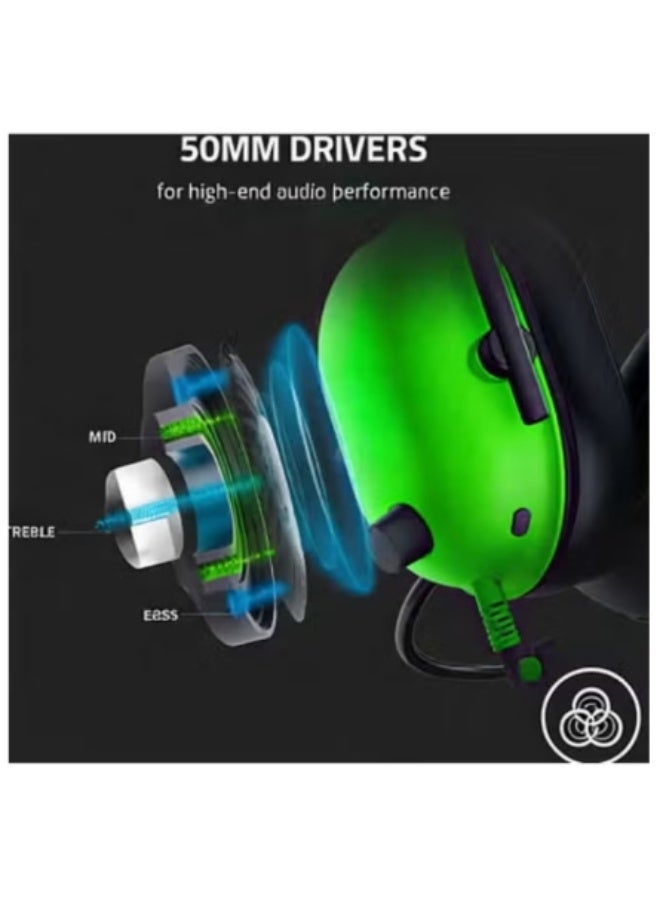 Razer BlackShark V2 X Wired Esports Gaming Headset, 7.1 Surround Sound, 50mm Drivers, 240g Lightweight Build, Noise Cancelling Mic, Hybrid Memory Foam Cushions Comfort, Green | RZ04-03240600-R3M1 - Image 2